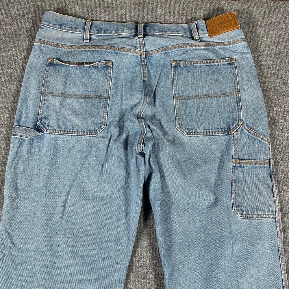 Schmidt Carpenter Jeans Mens Size 40x34 Blue Denim Relaxed Fit Utility Workwear